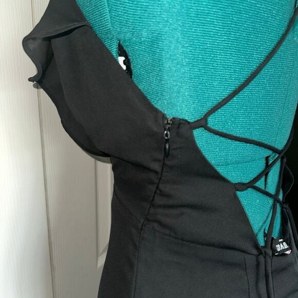 Black Ruffle Dress With Side Split - Picture 6 of 7